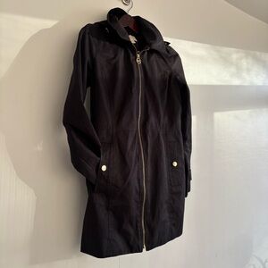 Michael Kors Black Trench Coat With Gold Accents